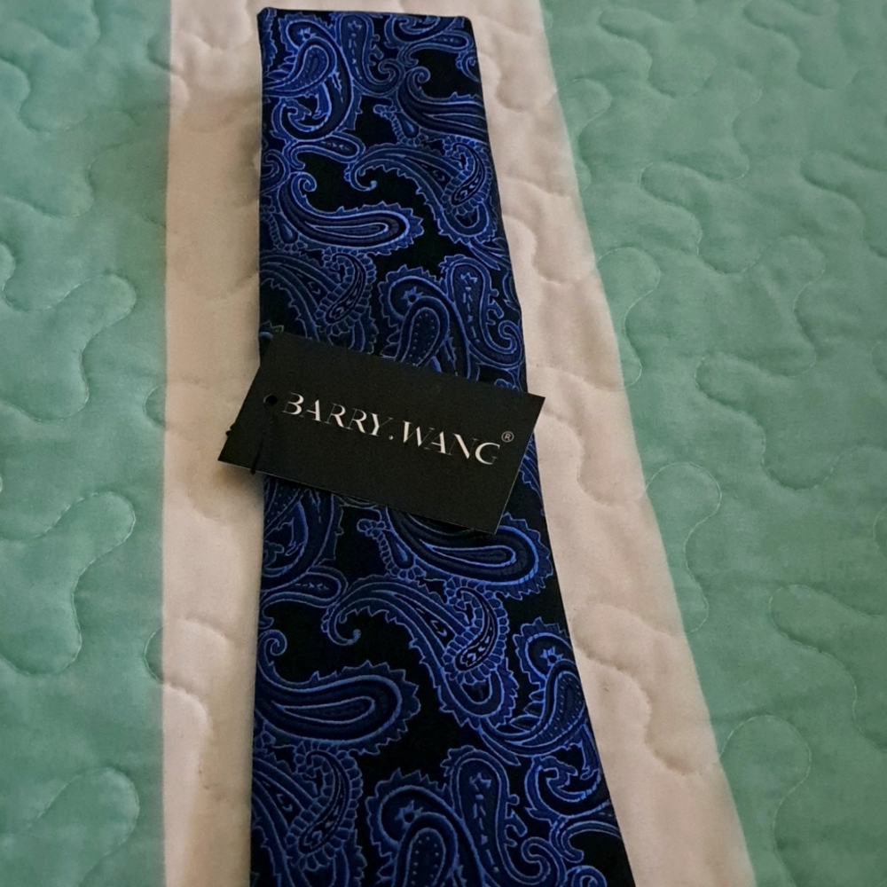Barry.Wang Black/Blue Tie Silk